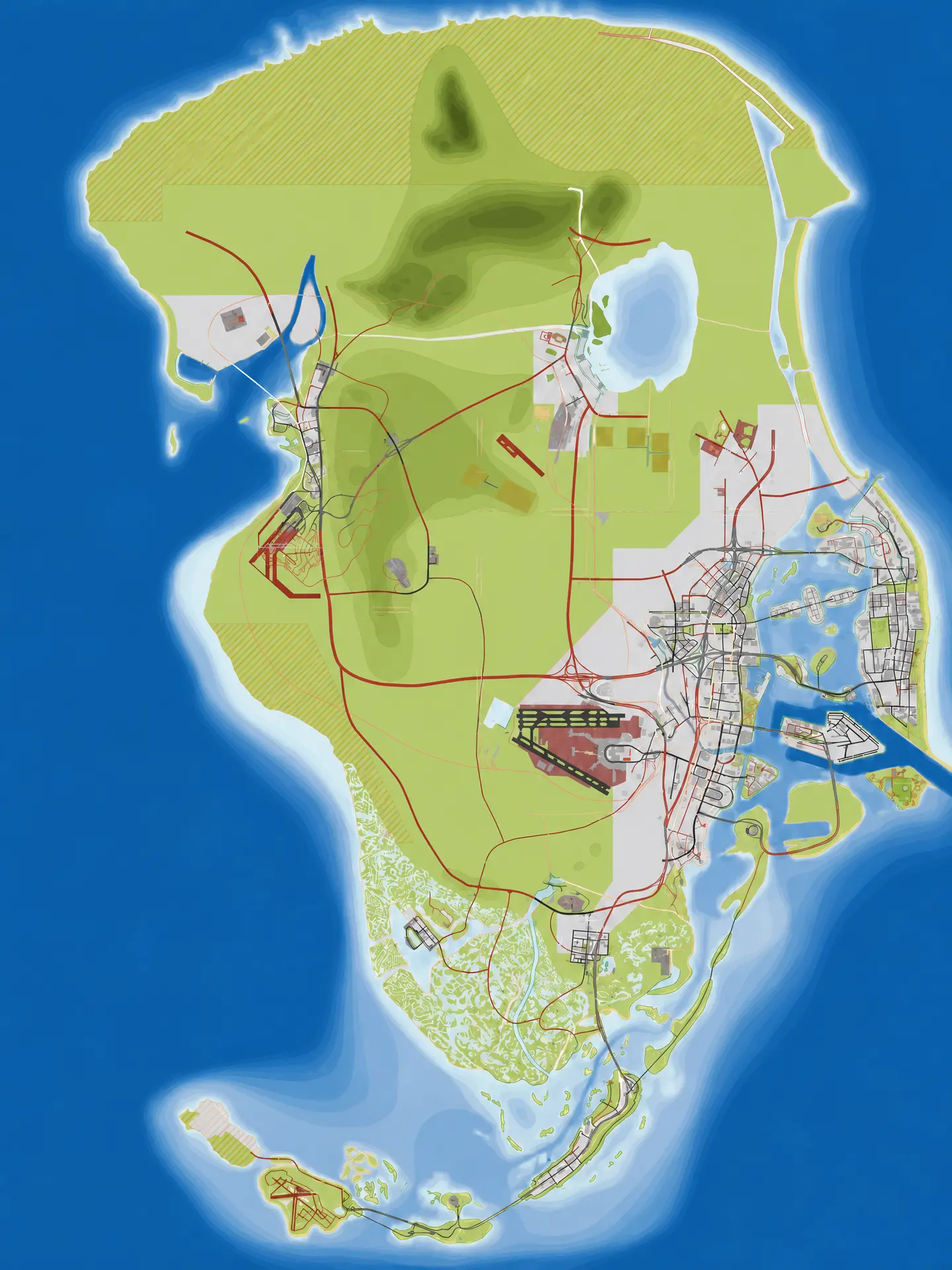 Map of Leonida — THE VI's cartographic reconstruction of the GTA VI world
